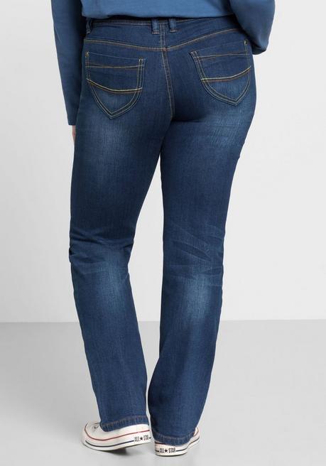 sheego Gerade Stretch-Jeans mit Used-Effekten - blue Denim sheego Exklusive Angebote