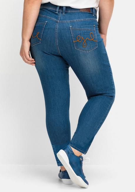 sheego Schmale Jeans mit Kontrastnähten - blue Denim sheego Tägliche Deals