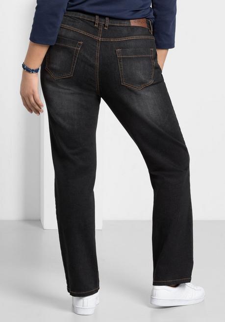 sheego Gerade Jeans mit Used-Effekten - black Denim sheego Kostenlose Rückgabe