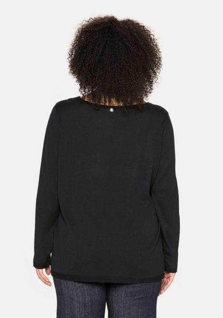 sheego Longpullover mit U-Boot-Ausschnitt und Leinenanteil - schwarz sheego Begrenzte Freigabe