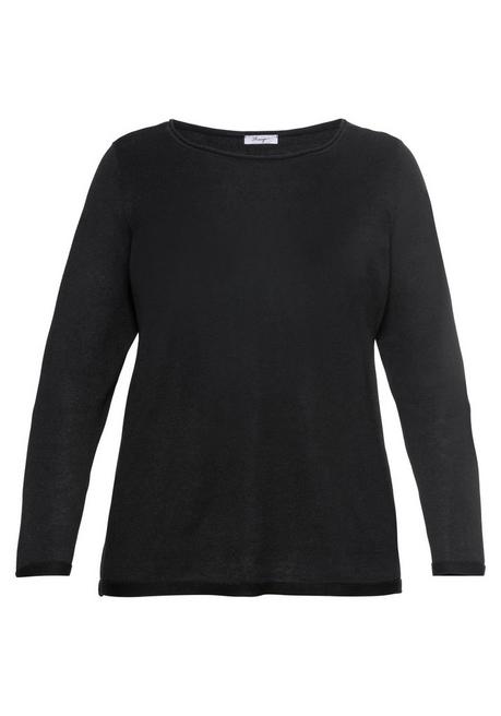 sheego Longpullover mit U-Boot-Ausschnitt und Leinenanteil - schwarz sheego Begrenzte Freigabe