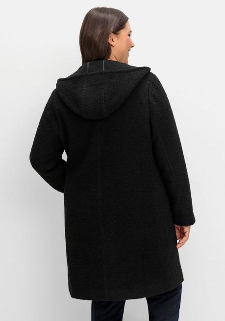 sheego Kapuzenmantel in kuscheliger Bouclé-Qualität - schwarz sheego Neueste Stile