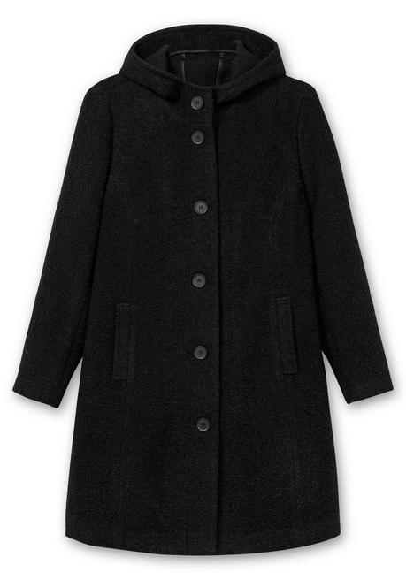 sheego Kapuzenmantel in kuscheliger Bouclé-Qualität - schwarz sheego Neueste Stile