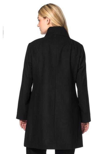 sheego Kurzmantel mit asymmetrischem Kragen - schwarz sheego Zeitbegrenzte Promotion