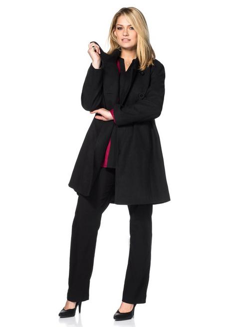 sheego Kurzmantel mit asymmetrischem Kragen - schwarz sheego Zeitbegrenzte Promotion