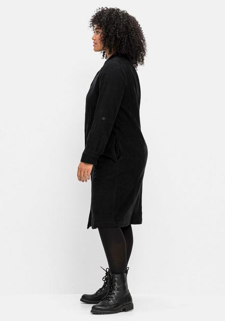 sheego Hemdblusenkleid aus weichem Cord - schwarz sheego Bis zu 50% Rabatt