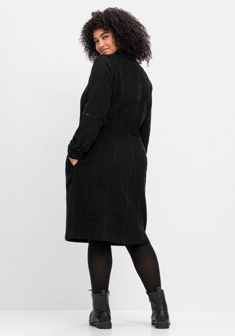 sheego Hemdblusenkleid aus weichem Cord - schwarz sheego Bis zu 50% Rabatt
