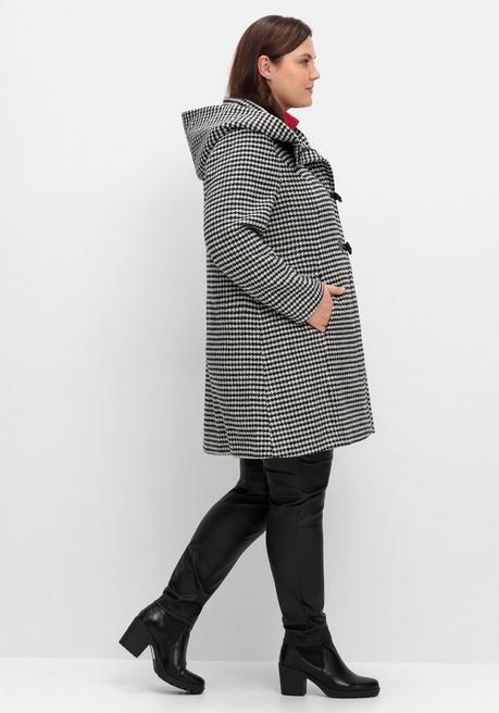 sheego Dufflecoat in A-Linie, mit Hahnentrittmuster - schwarz-grau sheego Bis zu 60% Rabatt