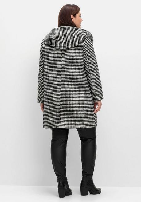 sheego Dufflecoat in A-Linie, mit Hahnentrittmuster - schwarz-grau sheego Bis zu 60% Rabatt