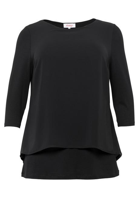 sheego Blusenshirt in leichter A-Linie mit Zipfelsaum - schwarz sheego Vierteljährliche Förderung