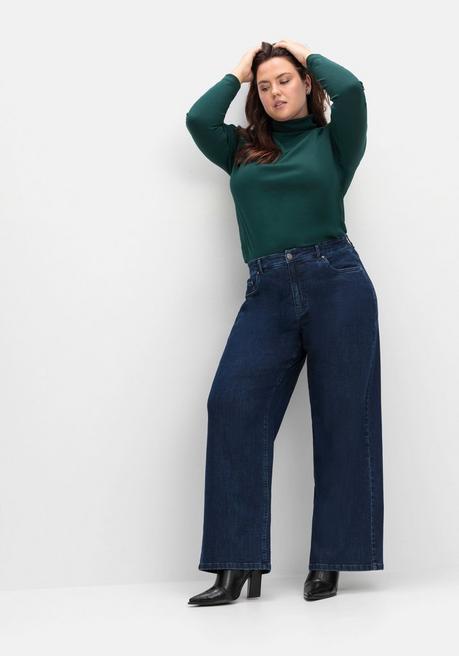 sheego Weite High-Waist-Jeans im Curvy-Schnitt ELLA - dark blue Denim sheego Discount Store für neue Produkte