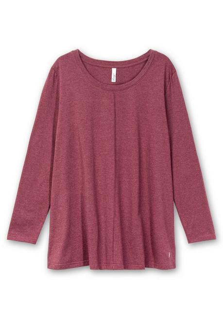 sheego Fein meliertes Langarmshirt in A-Linie, mit Rundhals - brombeer meliert sheego 50% Rabatt mit kostenlosem Versand