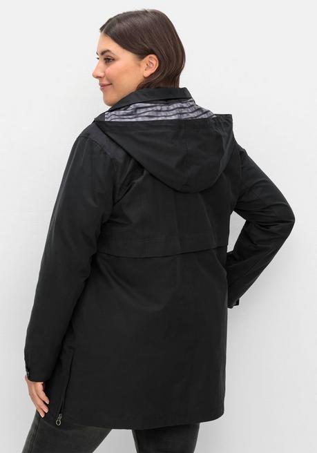 sheego Parka mit gestreiftem Futter, wasserabweisend - schwarz sheego Kostenloser Versand international