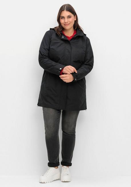 sheego Parka mit gestreiftem Futter, wasserabweisend - schwarz sheego Kostenloser Versand international