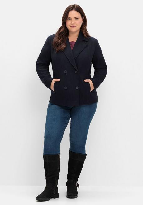 sheego Kurze, gefütterte Cabanjacke mit Wollanteil - tiefblau sheego Begrenzt auf 3 Tage