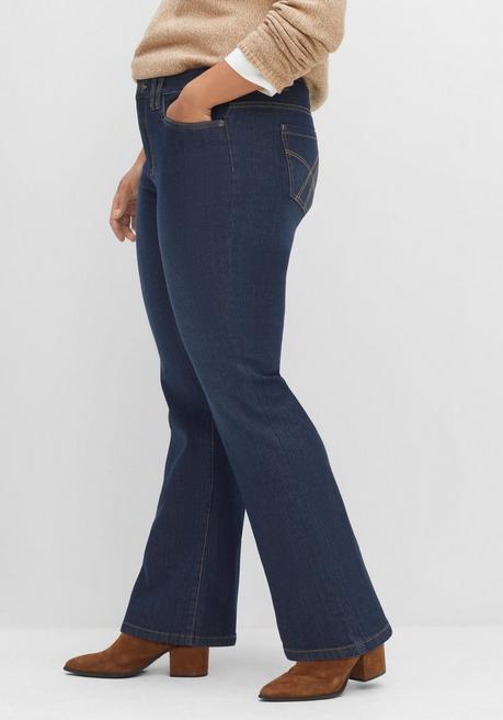 sheego Bootcut-Jeans mit Kontrastnähten - dark blue Denim sheego zollfrei