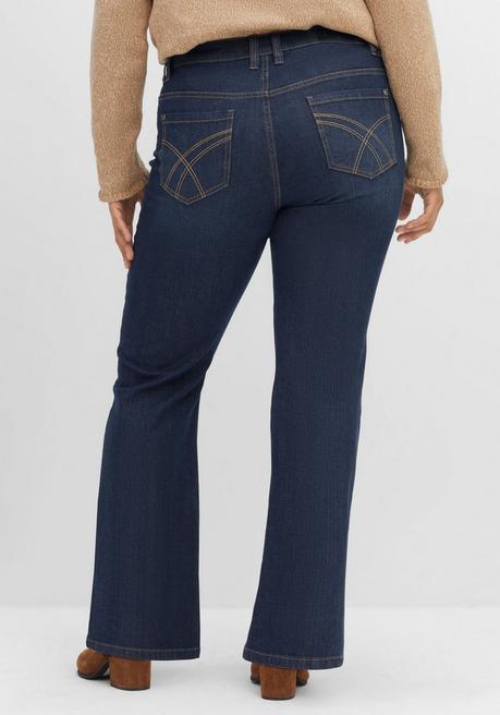 sheego Bootcut-Jeans mit Kontrastnähten - dark blue Denim sheego zollfrei