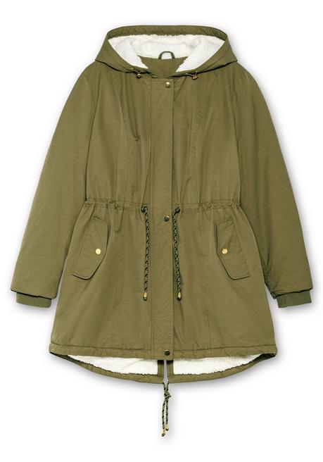 sheego Wattierte Jacke im Parka-Stil mit kuscheliger Kapuze - oliv sheego 50% Rabatt für begrenzte Zeit