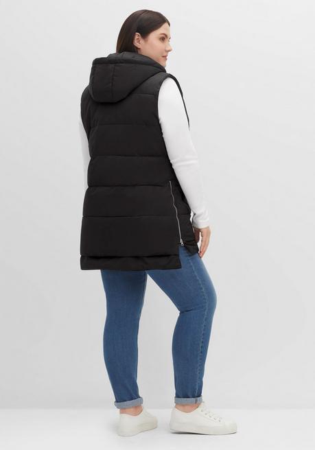 sheego Lange Steppweste im Lagenlook, mit Kapuze - schwarz sheego Rabatte dieses Monats