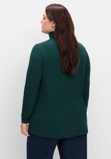 sheego Langarmshirt mit Rollkragen, in A-Linie - tiefgrün sheego Online