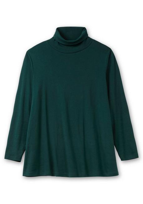 sheego Langarmshirt mit Rollkragen, in A-Linie - tiefgrün sheego Online