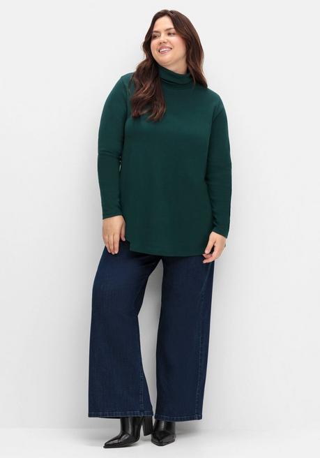sheego Langarmshirt mit Rollkragen, in A-Linie - tiefgrün sheego Online