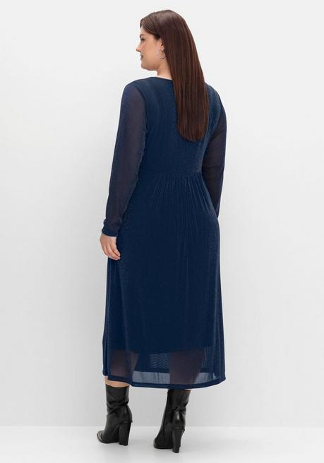 sheego Abendkleid mit Mesh und Effektgarn - saphir sheego Auslauf