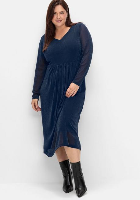 sheego Abendkleid mit Mesh und Effektgarn - saphir sheego Auslauf