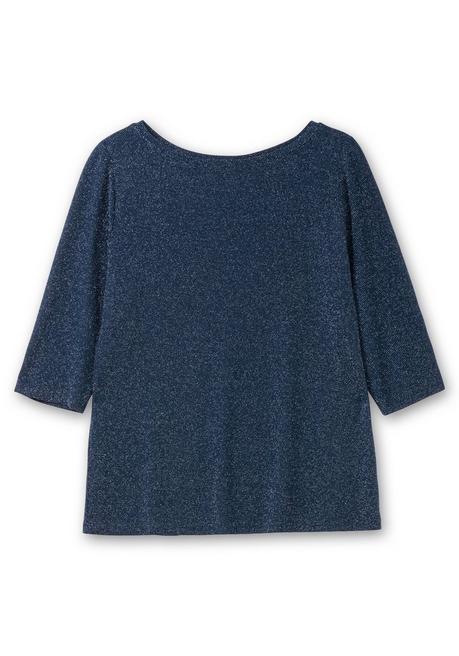 sheego 3/4-Arm-Shirt mit Glitzergarn und U-Boot-Ausschnitt - saphir sheego Angebote