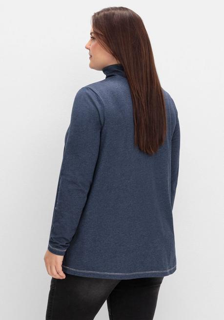sheego Langarmshirt in A-Linie, mit Stehkragen - saphir meliert sheego Hotsell