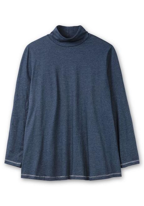sheego Langarmshirt in A-Linie, mit Stehkragen - saphir meliert sheego Hotsell