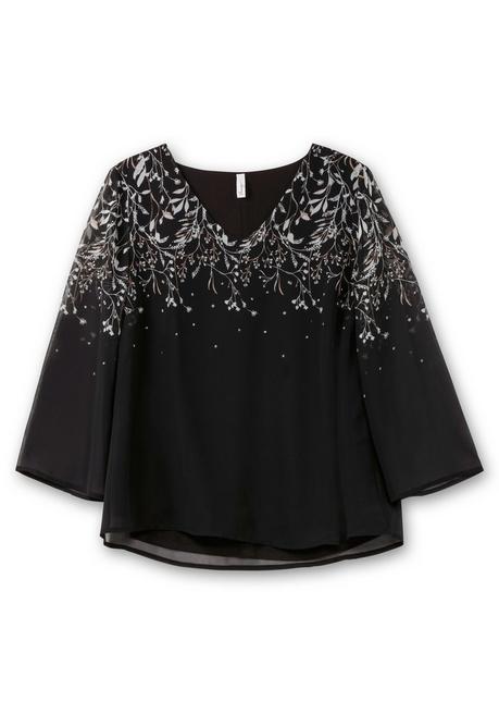 sheego Gefütterte Chiffontunika mit Alloverprint - schwarz-weiß gemustert sheego im Angebot