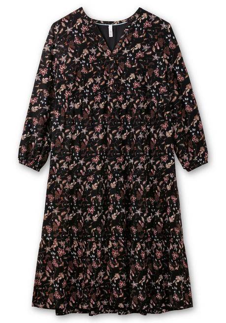 sheego Gestuftes Maxikleid mit Alloverprint - schwarz bedruckt sheego Schlussverkauf
