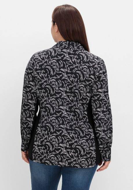 sheego Bluse mit Print und elastischen Einsätzen - schwarz-weiß gemustert sheego Günstiger Verkauf