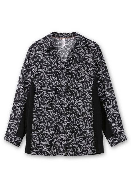 sheego Bluse mit Print und elastischen Einsätzen - schwarz-weiß gemustert sheego Günstiger Verkauf