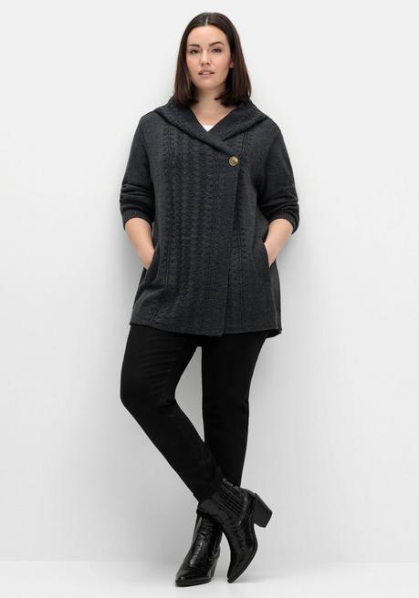 sheego by Joe Browns Cardigan mit Kapuze und Knopfverschluss - anthrazit sheego Fabrikverkauf