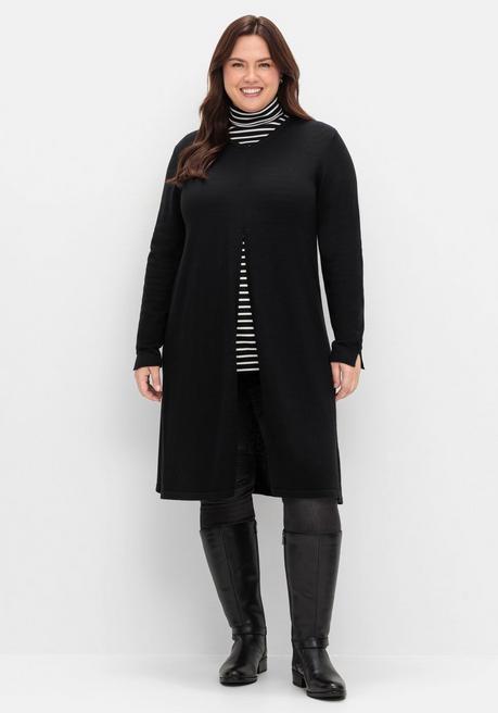 sheego Longpullover in A-Linie, mit langem Schlitz vorn - schwarz sheego Limitierter Zeitrabatt