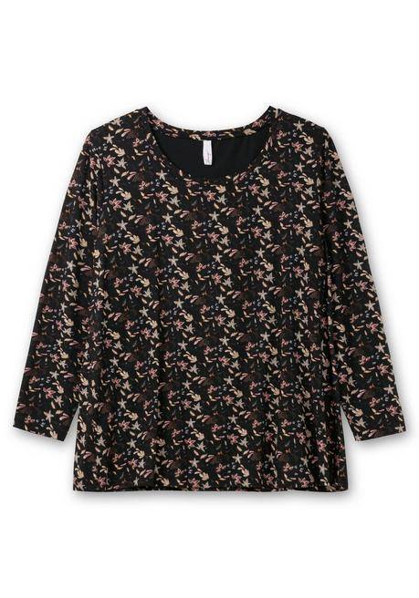 sheego Langarmshirt mit Alloverdruck, in A-Linie - schwarz gemustert sheego Fabrik Onlineshop