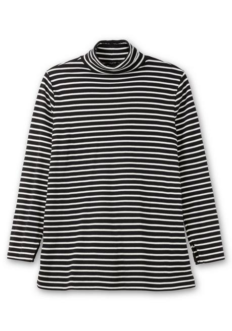 sheego Ringelshirt mit Rollkragen, in Rippqualität - schwarz-weiß sheego Fabrikpreis