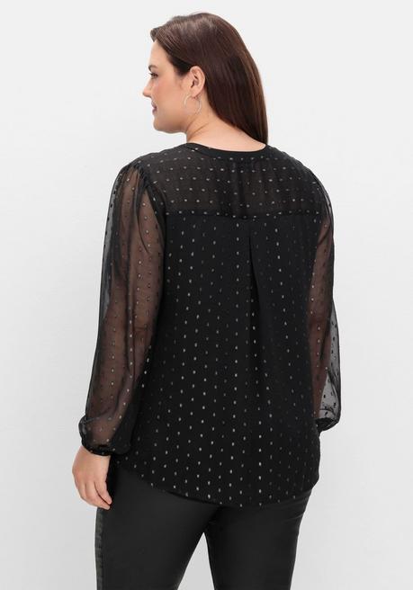 sheego by Joe Browns Chiffonbluse mit eingewebten Glanzfäden - schwarz gemustert sheego Günstig kaufen