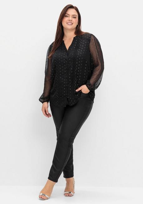 sheego by Joe Browns Chiffonbluse mit eingewebten Glanzfäden - schwarz gemustert sheego Günstig kaufen