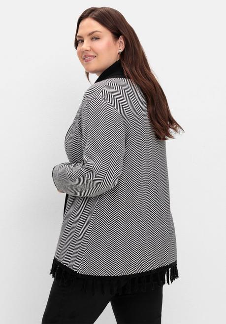 sheego Strickjacke im Fischgrätmuster, mit Schalkragen - schwarz-weiß sheego Versandkostenfrei