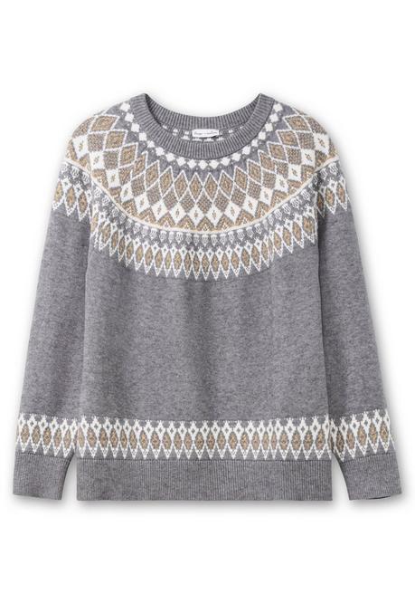 sheego by Joe Browns Jacquardpullover mit Norwegermuster - grau meliert sheego Exklusivangebot