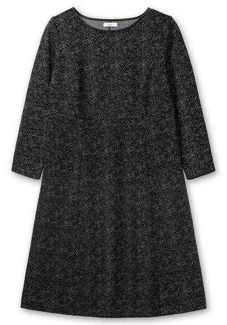 sheego Midikleid aus Interlock, im Jacquardmuster - schwarz gemustert sheego Preisnachlass