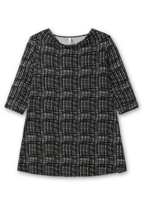 sheego Longshirt mit Print und Wasserfall-Ausschnitt - schwarz-weiß sheego Cyber Monday