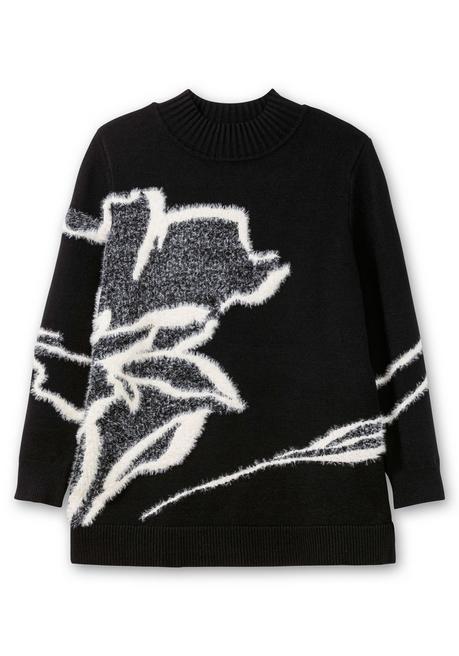 sheego Pullover mit Intarsienmuster aus Flauschgarn - schwarz gemustert sheego Osterangebot
