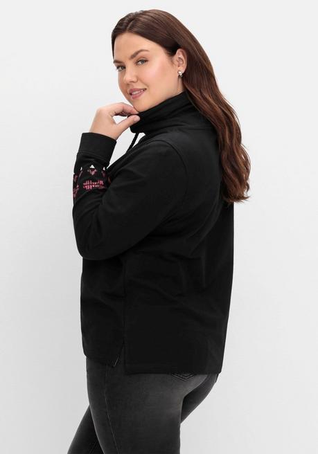 sheego Sweatshirt mit Norwegerprint und weitem Stehkragen - schwarz bedruckt sheego Muttertagsangebot