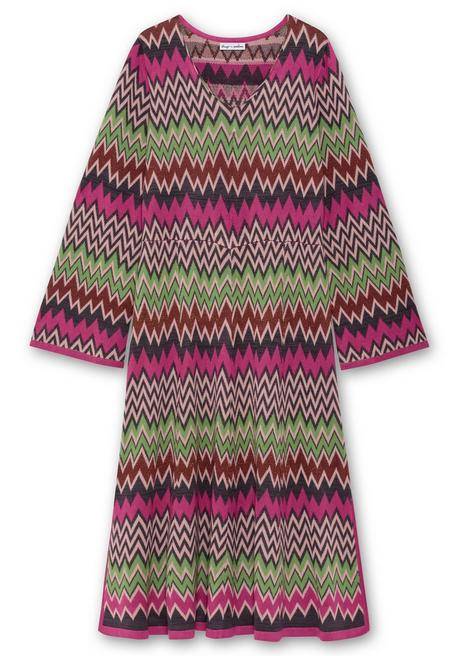 sheego by Joe Browns Wadenlanges Strickkleid im Zickzack-Muster - beere gemustert sheego Valentinstagsangebot