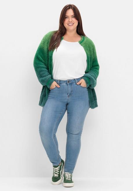 sheego by Joe Browns Strickjacke im Farbverlauf, aus Flausch-Garn - grün-blau sheego Räumungsverkauf