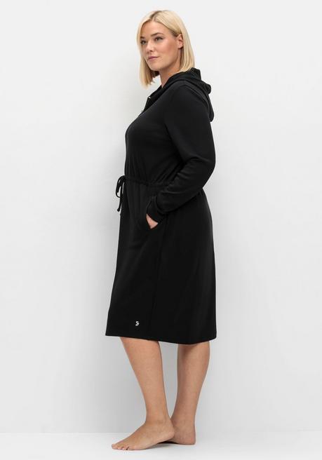 sheego Bademantel mit Reißverschluss und Kapuze - schwarz sheego Wochenangebot